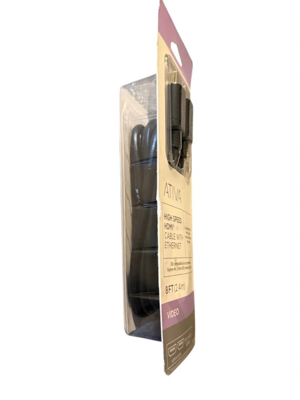 High Speed HDMI Ethernet Cable, 8ft, bi- directional, 2 male plugs